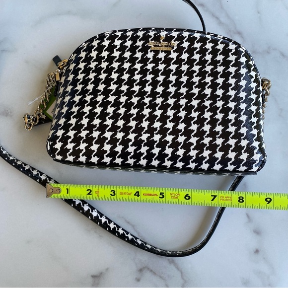 KATE SPADE Black & White Hilli Cameron Street Houndstooth Chain Crossbody - Picture 12 of 14